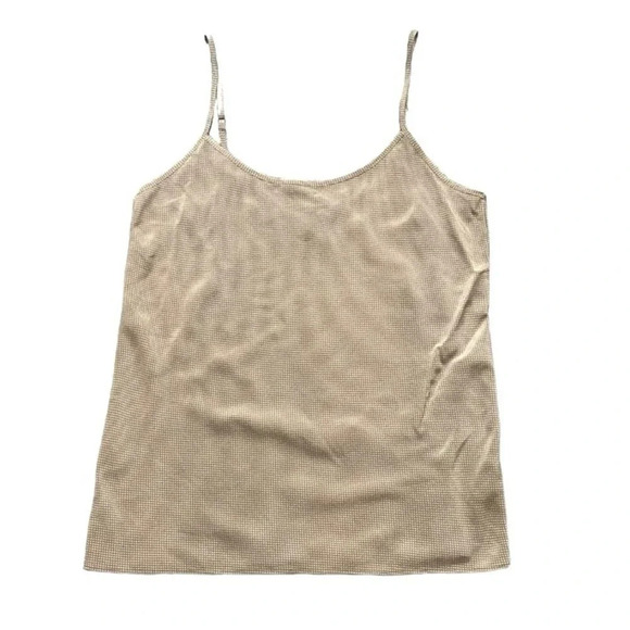 Club Monaco silk camisole Tan Small White polkadot design Women’s size M